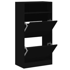 vidaXL Shoe Cabinet Black 60x34x116 cm Engineered Wood