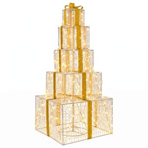 vidaXL Christmas LED Gift Box Stack 250 LEDs Warm White