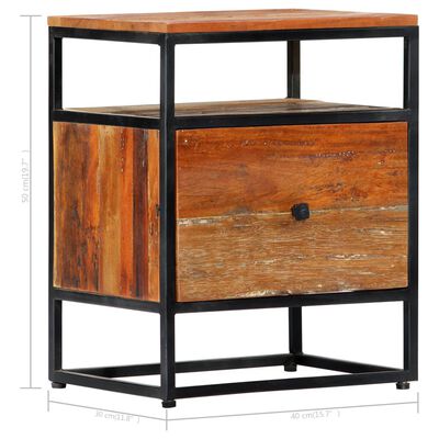 vidaXL Bedside Cabinet 40x30x50 cm Solid Reclaimed Wood and Steel