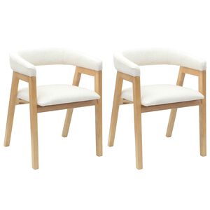 vidaXL Dining Chairs 2 pcs Solid Rubber Wood Natural 54 x 57 x 73 cm