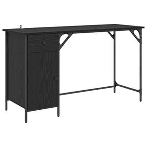 vidaXL Computer Desk Black Oak 131 x 48 x 75 cm Engineered Wood
