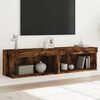 vidaXL TV Cabinets with LED Lights 2 pcs Smoked Oak 60x30x30 cm