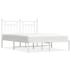 vidaXL Metal Bed Frame without Mattress with Headboard White 140x200cm