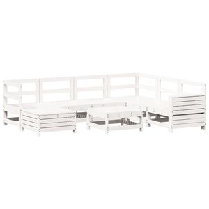 vidaXL 8 Piece Garden Sofa Set White Solid Wood Pine