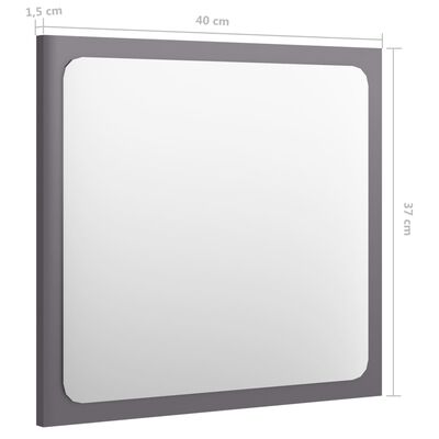 vidaXL Bathroom Mirror High Gloss Grey 40x1.5x37 cm Engineered Wood