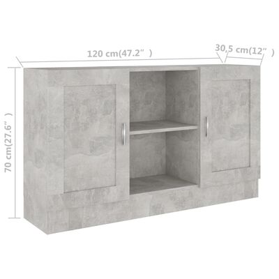vidaXL Sideboard Concrete Grey 120x30.5x70 cm Engineered Wood