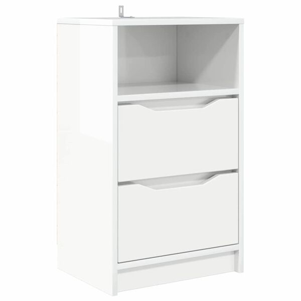 vidaXL Bedside Table High Gloss White 40 x 30 x 467 cm Engineered Wood