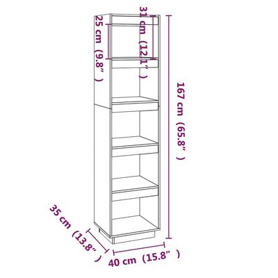vidaXL Book Cabinet/Room Divider White 40x35x167 cm Solid Wood Pine
