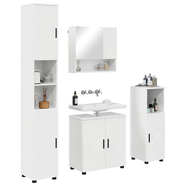 vidaXL Bathroom Furniture Set Wall-mounted 4 pcs High Gloss White