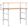 vidaXL Workbench 100x60x(71.5-98) cm Solid Wood Beech Rectangular