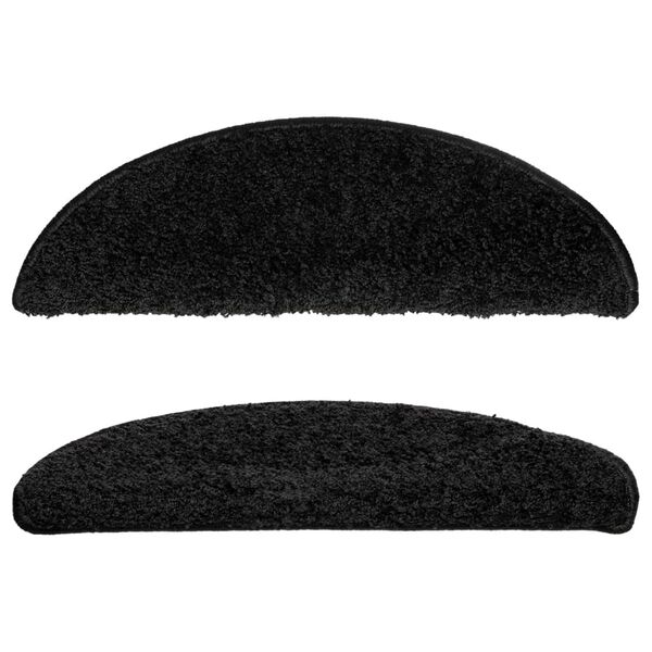 vidaXL Stair Mats 15 pcs 56x17x3 cm Black Half Round