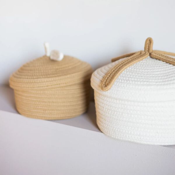 KidsDepot 2 Piece Baskets Set Bowie Cotton Rope Natural