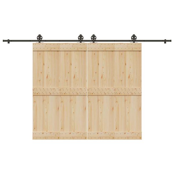 vidaXL Sliding Door Hardware Kit 366 cm Steel Black