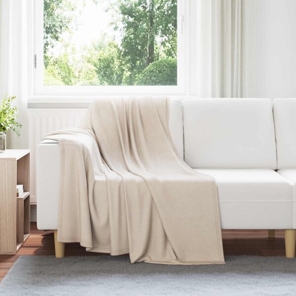 vidaXL Throw Blanket Beige 170 x 130 cm Fleece