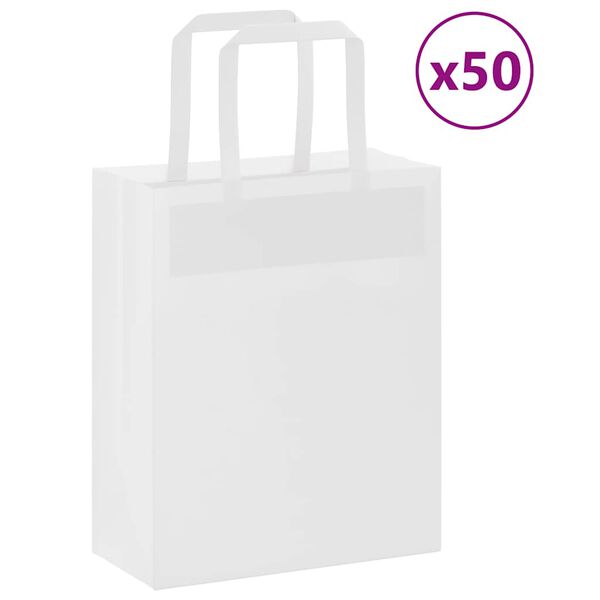 vidaXL Paper Bags 50 pcs with Handles White 18x8x22 cm
