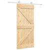 vidaXL Sliding Door 90 x 210 cm Solid Pine Wood Natural and White