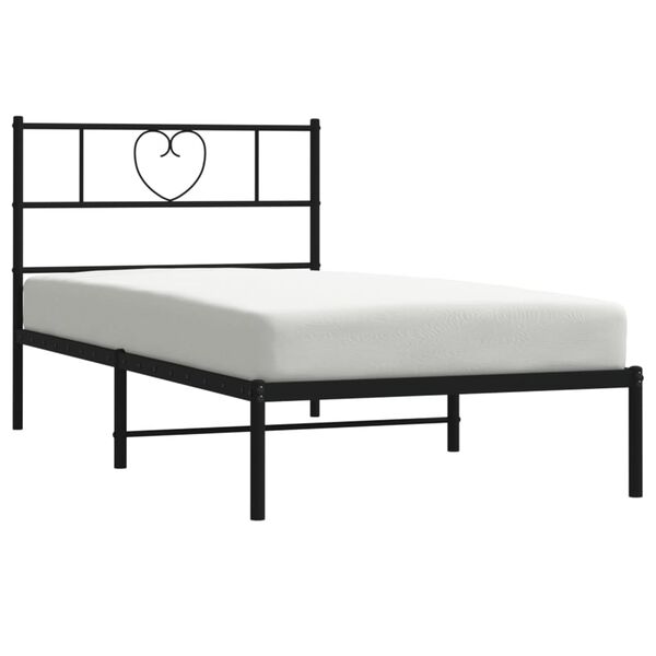 vidaXL Metal Bed Frame without Mattress with Headboard Black 75x190cm