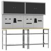 vidaXL Work Bench Set with Shelf with Storage 8 pcs Grey Steel