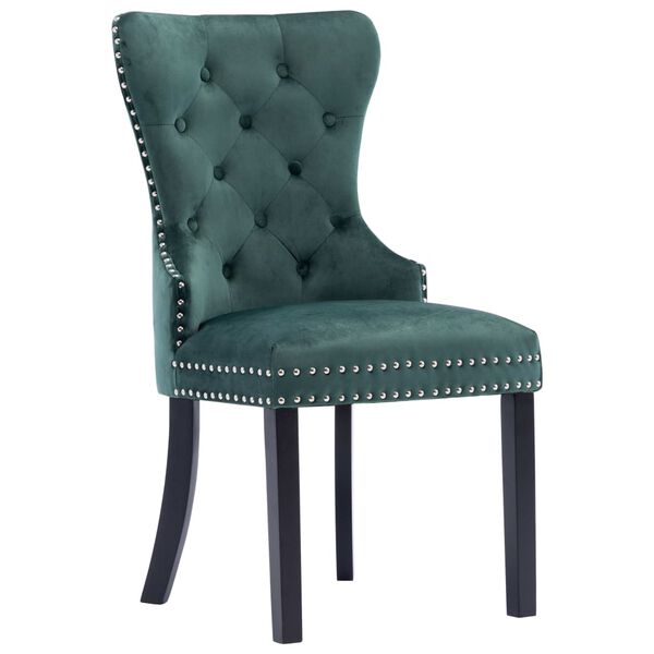 vidaXL Dining Chairs 2 pcs Dark Green Velvet