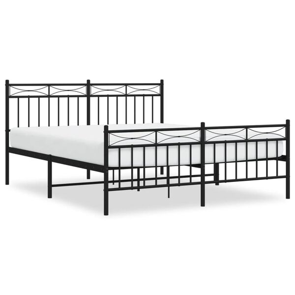vidaXL Metal Bed Frame without Mattress with Footboard Black 160x200cm