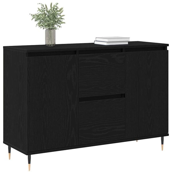 vidaXL Sideboard Black Oak 101.5 x 35 x 70 cm Engineered Wood