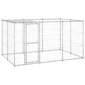vidaXL Outdoor Dog Kennel Galvanised Steel with Roof 7.26 m²