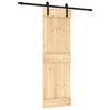 vidaXL Sliding Door Natural and Black 70 x 210 cm Solid Pine Wood