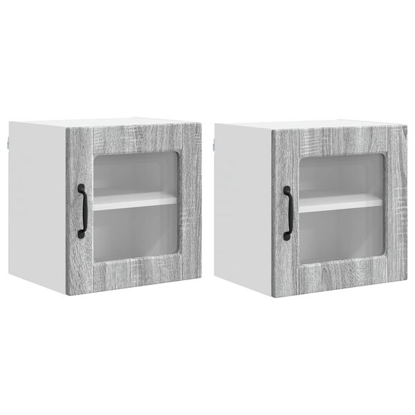vidaXL Kitchen Cabinet with Shelf 2 pcs Grey Sonoma 40 x 31 x 40 cm