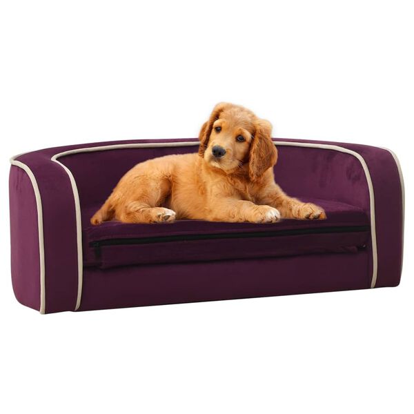 vidaXL Foldable Dog Sofa Burgundy 73x67x26 cm Plush Washable Cushion
