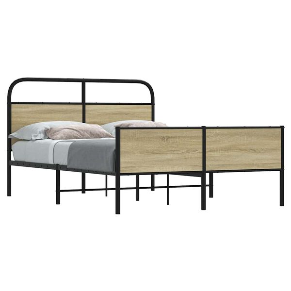 vidaXL Bed Frame without Mattress 140x190 cm Sonoma Oak Engineered Wood
