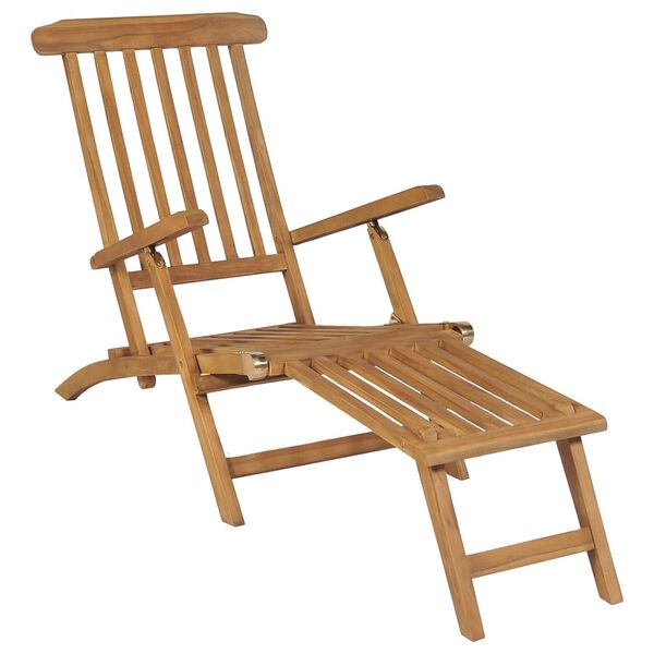 vidaXL Deck Chairs with Footrests 2 pcs Solid Teak Wood