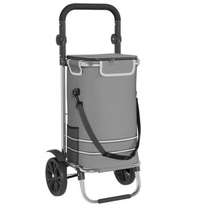 vidaXL Shopping Trolley Grey 36.5 x 46.5 x 100.5 cm Oxford fabric