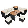 vidaXL 7 Piece Garden Lounge Set with Cushions Poly Rattan Black