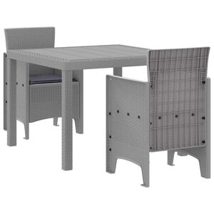 vidaXL Garden Dining Set 3 pcs Light Grey Polypropylene