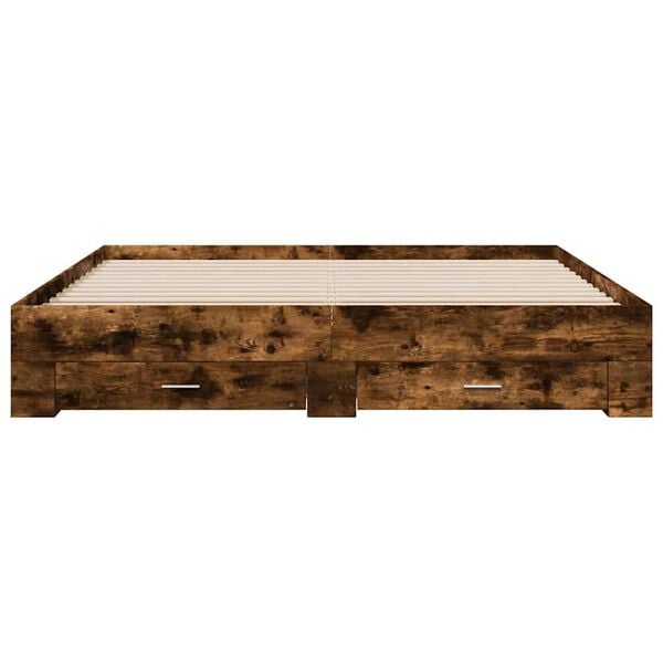 vidaXL Bed Frame with Drawers without Mattress Smoked Oak 180x200 cm Super King