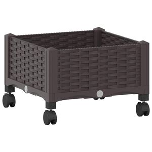vidaXL Garden Planter with Wheels Brown 40 x 40 x 29 cm PP