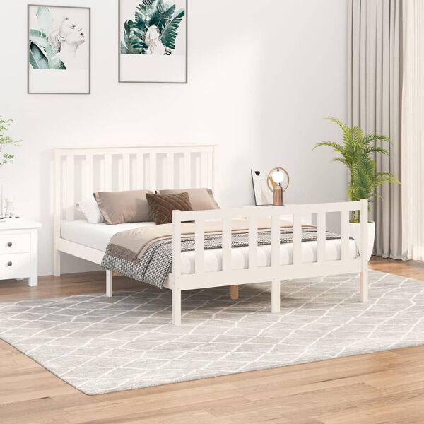 vidaXL Bed Frame without Mattress White 120x200 cm Solid Wood Pine