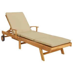 vidaXL Sun Lounger with Cushion 100% Polyester Solid-Teak