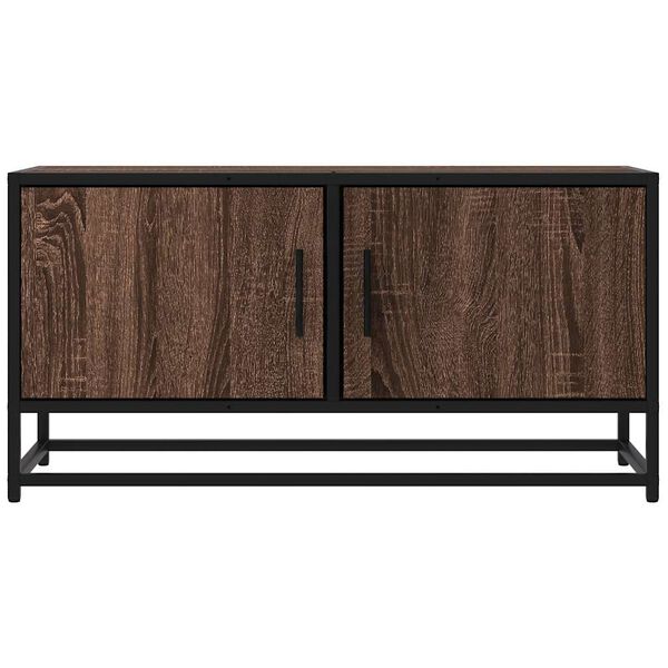 vidaXL TV Cabinet Brown Oak 80x34.5x40 cm Engineered Wood and Metal