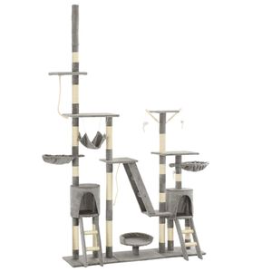 vidaXL Cat Tree | Grey | Particle board, Plush, Sisal Rope | Large | Cat Tree