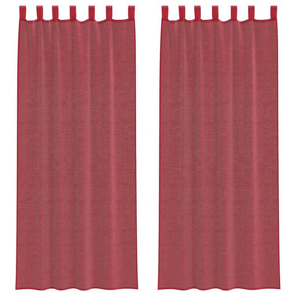 vidaXL Voile Curtains with Rod Pockets 2 pcs Wine Red