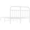 vidaXL Metal Bed Frame without Mattress with Headboard White 140x200cm