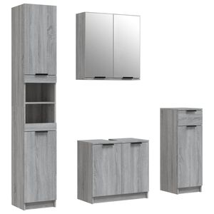 vidaXL 4 Piece Bathroom Cabinet Set Grey Sonoma Engineered Wood