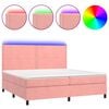 vidaXL Box Spring Bed with Mattress&LED Pink 200x200 cm Velvet