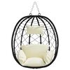 vidaXL Hanging Egg Chair Cream white 91.5 x 60 x 110 cm Poly Rattan