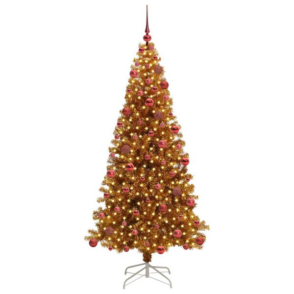 vidaXL Christmas Tree with 300 LEDs with Stand Gold 180 cm PET
