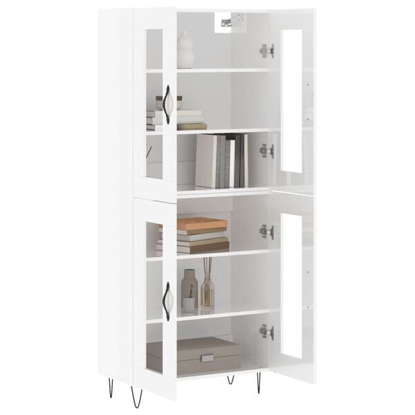 vidaXL Highboard High Gloss White 69.5x34x180 cm Engineered Wood