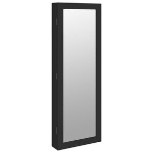 vidaXL Mirror Jewellery Cabinet Wall Mounted Black 37.5x10x106 cm