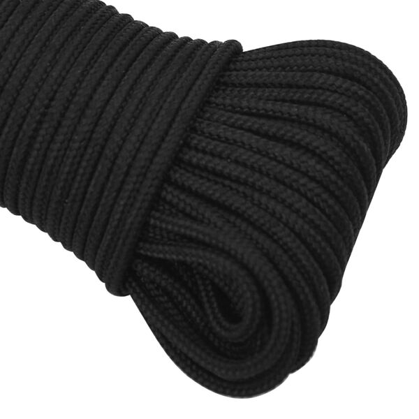 vidaXL Boat Rope Full Black 3 mm 50 m Polypropylene
