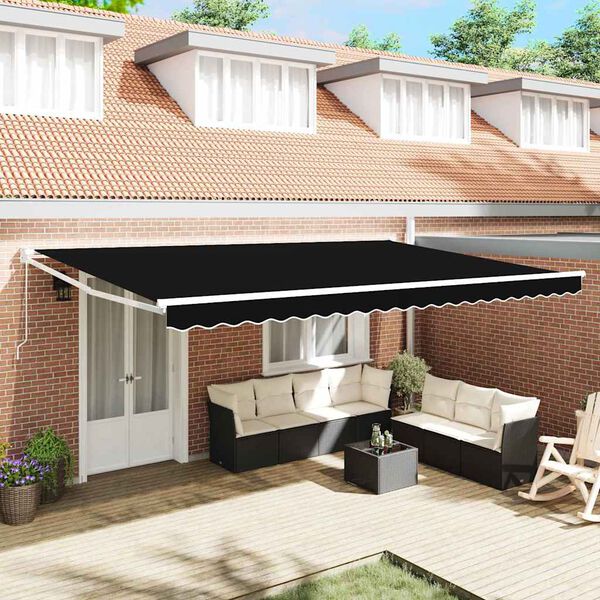 vidaXL Awning Manual Black 500 x 300 x 165 cm Polyester and Metal